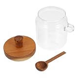 OFFSCH 1 Set Honig Marmeladenglas Behälter Stab Honigheber Honigglas Mit Schöpfstab Honigglas Retro Honigspender Zartes Glas Küche Honigglas Aus Holz