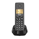 Gigaset Pure 120 - Schnurloses Telefon mit Anrufschutz und ECO DECT - beleuchtetes Display - Hörgerätekompatibel, anthrazit schwarz