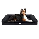 HMTOPE Orthopädisches Hundebett, Hundesofa, hohen Rand, Hundekissen, Hundekorb, Abnehmbar und waschbar, Grosse Hunde & MittelgroßeHunde, Grau, 106cm