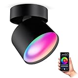 SSC-LUXon SAMU Decken Aufbauspot schwarz schwenkbar - mit Smart GX53 LED 6W RGB CCT WLAN - Strahler kompatibel mit Alexa, Siri & Google