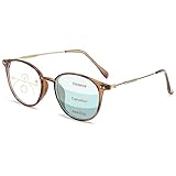Lanomi Progressive Multifokale Lesebrille Blaulichtfilter Damen Herren Rund Gleitsichtbrille Lesehilfe Sehhilfe UV400 Schutz Brille mit Stärke Braun Gleitsichtbrille 1.5