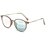 Lanomi Progressive Multifokale Lesebrille Blaulichtfilter Damen Herren Rund Gleitsichtbrille Lesehilfe Sehhilfe UV400 Schutz Brille mit Stärke Braun(Multifokale) 2.5