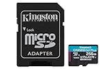 Kingston Canvas Go Plus microSDXC Speicherkarte Gen4 200MB/s A2 U3 V30 256GB Karte + Adapter-SDCG4/256GB