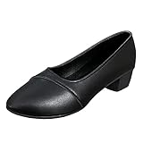 Tap-Schuhe für Mädchen, atmungsaktiv, Farbe, legere Zehen, bequeme Schuhe, Slip-Heels, rund, hoch, einfarbig, mittlere Absätze, Größe 45, Schwarz , 39.5 EU