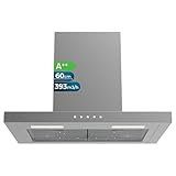 Cecotec Bolero Flux TT 604000 Dunstabzugshaube, 60 cm, Edelstahl A++, Saugleistung 393 m³/h, DC-Motor, 3 Geschwindigkeiten, SS Touch Control, Edelstahl-Finish, LED-Licht, Aluminium- und Kohlefilter