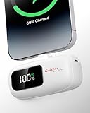 Galeces 5000mAh Mini Powerbank, PD 20W Schnellladen Externer Akku Kleine USB C Powerbank Compact LCD Digitalanzeige Akkupack Kompatibel mit iPhone 16/15 Samsung Huawei iPad USB-C-Telefone usw (Weiß)