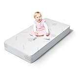 MUUN Matratze aus Memory-Schaum, 70 x 140 cm, Höhe 16 cm, sicher, Erstickungsschutz, atmungsaktiv, für Babys und Kinder, Bezug mit Aloe Vera, geeignet für Kinderbett, Wiege und Montessori-Bett, Modell