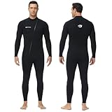 Owntop Herren Neoprenanzug 3/2mm - Vorderer Reißverschluss Voll Tauchanzüge, Stretch Pro Neopren-Nassanzug Thermische Volle Länge Tauchhaut zum Surfen Schnorcheln, Herren Schwarz XL