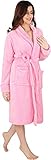 NY Threads Morgenmantel Damen Fleece Plüsch Weich Bademantel Nachtwäsche Hausmantel (Mittel, Rosa)