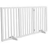 The Fellie Freistehendes Schutzgitter mit Füßen，Absperrgitter Hund, Kindergitter Klappbar, Holz Hundegitter Treppe, Treppenschutzgitter ohne Bohren, Absperrgitter für Häuser, Türöffnungen,H60cm,Weiß