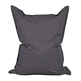 Lumaland Riesen-Sitzsack XXL 140x180 cm | Wasserfestes Indoor & Outdoor Liegekissen mit über 3 Mio. anpassungsfähigen EPS-Perlen | Bean Bag mit waschbarem Bezug [Anthrazit]