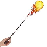 Runto Cosplay Fire-Breathing Wand Electronic Magic Cane School Wand Incredible Spell Casting Wizard's Magic Wand for Magical Play Performance (Brown)