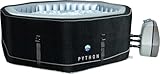 JUNG Python Design Whirlpool aufblasbar achteck, Krokodil-Optik, 5 Personen SPA Selbstaufblasend, beheizter Pool Outdoor & Indoor, Ø 185cm, 130 Wellness Luftdüsen