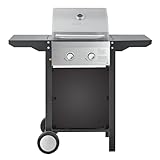 HEINRICHS Gasgrill, Grillwagen, 2Flächen Brenner aus Edelstahl, Balkon-Grill auf 2 Rädern, BBQ-Grill, Seitenablage klappbar, stufenlose Temperatursteuerung, Temperaturanzeige Heinrich´s