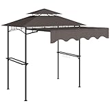 Outsunny Grillpavillon 242x149x248 cm wasserabweisend flammhemmend Gartenpavillon mit Doppelschichtdach Seitenregalen, UV 30+Gartenlauben, BBQ Pavillon, Gartenzelt für Garten Picknick BBQ Kaffee