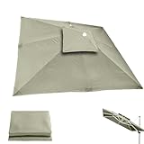 Sonnenschirm, 8-Rippen-Schirmdach, 10'x10', quadratisch, Ersatzbezug for Ampelschirm, Ersatzstoff for Garten, Markt, Hinterhof-Schirmoberteil, UV-Schutz(Taupe,Double top 3 m (10'))