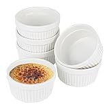 6 Stück Creme Bbrulee Schälchen, Souffle Förmchen 9cm aus Porzellan 200ml Auflaufform Klein Mini Auflaufformen zum Backen für Creme Muffins Dessert zum Backen Anrichten