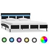 DYRJDJWIDHW tagesbett,Outdoor Bett,schrankbett,sofabett,schrankbett,Geeignet für SchlafzimmerBettgestell mit LED Schwarz Kunstleder 120 x 200 cm