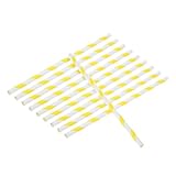 FUNOMOCYA 150 Stück Papier Lollipop Sticks Gelb Gewerbliche Zuckerwattestäbe für Vollautomatische Zuckerwattemaschinen Papierstäbe für Geburtstagsparty Cake Pop Cupcake Dekoration