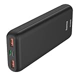 Hama Powerbank PD20-HD 20000mAh (externer Akku mit 1x USB C + 2x USB A, Power Pack zertifiziert, schnellladen, Akkupack Handy, Tablet, Bluetooth-Lautsprecher etc., tragbares Ladegerät klein) anthrazit
