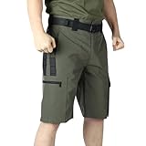Cargo Short Herren Sommer Kurze Hose Outdoor Wanderhose Jogginghose mit Taschen Arbeitshose Lässig Cargohose Bequeme Freizeithose Stretch Bermudashort Loose Chino Shorts Arbeitsshorts(Grün,3XL)