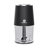 SUPERLEX Elektrischer Mini-Zerkleinerer 260W mit 500ml Behälter - Kompakter Zerkleinerer mit Turbo-Funktion & Schlagsahne-Aufsatz, Ideal für Kräuter, Saucen & Babynahrung