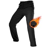 FREE SOLDIER Herren Winter wasserdichte Skihose Jagd Outdoor Hose Winddichte Thermohose Winterhose Softshellhose zum Klettern und Wandern (Schwarz,50 Lang)