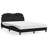 MOBCANT Bett mit Matratze, Betten Bettrahmen Bettstütze Hausbett Geeignet für Schulen Hotel Schlafzimmer Gästezimmer Schwarz 140x200 cm Kunstleder