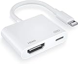 Joywind Lightning auf HDMI Adapter, Kein Strombedarf 1080P Bildschirmkonverter mit Lightning Ladeanschluss, i-Phone auf HDMI Adapter kompatibel mit iOS Geräten für Projektor/Monitor/TV