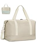 ECOHUB Erweiterbare Ryanair Handgepäck 40x20x25, Reisetasche Handgepäck Mit Abnehmbar Nass-Tasche, Handgepäck Tasche für Flugzeug, Weekender Damen Herren, Patent Anhängig(Beige)