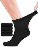 Fiera Besa Diabetikersocken Herren, 4 Paar Knöchelhohen Bambus Socken, Dünne und ohne Naht Bequem Bambussocken für Alltag, 39-42 und 43-46 mit 10 Farben (43-46, Schwarz)