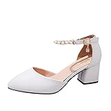 Pumps Damen Elegant Knöchelriemen Schuhe Mit Absatz Für Absatzschuhe - Riemchenpumps Klassische Chunky Spangenpumps Und Bequem Vegan Riemchen Ballerinas Damenschuhe