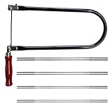 Laubsäge Set, Laubsäge 310mm mit 8 Laubsägeblätter(4 6 8 10) Handsäge Holzgriff Mini Bügelsäge 360 Grad Drehbar Drahtsäge für Präzise Schnitte und Linienbearbeitung