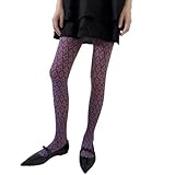 Ästhetische Vintage-Strumpfhose für Damen, dunkles Blumenmuster, japanischer Stil, Herbst, blickdicht, schlankmachend, Strumpfhose, modische Vintage-Strumpfhose, Königsblau und Orang, One size