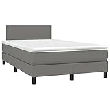 vidaXL Boxspringbett mit Matratze LED Bettgestell Doppelbett Polsterbett Bett Hotelbett Lattenrost Bettrahmen Schlafzimmerbett Dunkelgrau 120x200cm Stoff