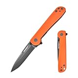 TONIFE Risingstar Klappmesser Outdoor Messer mit Taschenclip, 8Cr14MoV Klinge und G10 Griff für Kleine Messer Camping Messer (Orange + Grau Titan)