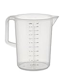 APS Messbecher 5 Liter, Ø 20,5 x H: 25,5 cm, Kunststoffbecher mit geprägter Maßskalierung außen, geschlossener Griff, 1- und ml-Liter- Einteilung, spülmaschinengeeignet