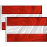 2 Stück Österreich Fahne | Flagge Österreich | Wetterfeste Österreichische Flagge mit Messing-Ösen | Fahne Flagge Österreich Austria AT | 90 x 150 cm | Kräftige Farben | Top Qualität