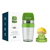 KITCHENDAO 2-in-1 Salatdressing-Shaker mit Saftpresse, Ausgießer, Auslaufsicher, Weicher Griff,Spülmaschinenfest, BPA-frei, Dressingbehälter Salatdressing Shaker 250ml-Grün