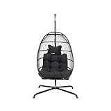 HOME DELUXE Hängesessel LOMA – Faltbar, 1 Sitzer in Schwarz | Komfortabler Sessel für drinnen & draußen