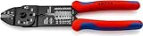 KNIPEX Crimpzange, 0,5-6,0 mm², mit F-Crimp, für isolierte Kabelschuhe, mit Abisolier- und Scheidfunktion, Presszange, Kabelschuhzange, 97 21 215
