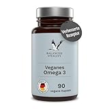 Veganes Omega 3 hochdosiert - 1500 mg je Tagesdosis mit 450 DHA & 225 EPA aus Algenöl - 90 Kapseln 1 Monat - Omega 3 Algenöl Kapseln mit Markenrohstoff life‘sOMEGA® - Fischfrei - Balanced Vitality