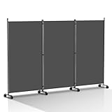 Izrielar Paravent Raumteiler auf Rollen, 3 Teilig 263 x 181cm Raumteiler Freistehend Trennwand Paravent,blickdichter, Sichtschutz Room Divider Innen für Zuhause Büro Terrasse|Anthrazit