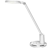 JUKSTG Schreibtischlampe LED, 12W Büro Tischleuchte TouchBedienung Dimmbar 10 Helligkeits 5 Farbstufen Augenschutz Tischlampen Nachttischlampe, für Büro, Lesen, Arbeit,Kinder (Weiß)