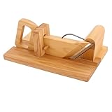 Mqwdxzfes Manueller Wurstschneider, Holz Wurst-Schneidemaschine mit Klinge, Salamischneider Wurst-Guillotine Gemüse Schneider Brotschneidemaschine Wurst-Schneidebrett für Speck, Würste, Schinken
