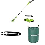 Greenworks G40PSFK2 Akku Hochentaster,20 cm Blattlänge, 40V 2Ah Akku & Ladegerät + Greenworks 20cm Führungsschiene für Kettensäge+ Greenworks 120l Gartenabfallsack