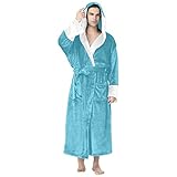 Lange Nachthemden für Damen, Übergröße, Baumwolle, flauschig, Damen-Bademantel, Hausmantel, leichtes Gewand, Baumwoll-Pyjama, Homewear-Sets, Loungewear-Pyjama, blau, L