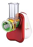 Moulinex DJ7535 Fresh Express 3 in 1 Elektrisches Schnitzelwerk / Gemüseschneider / Gemüsehobel | 200W | 3 Einsätze | Made In France | Rot/ Weiß