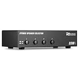Power Dynamics SSW4 Lautsprecher Umschalter – 4-fach Lautsprecher Umschaltbox – Audio Verteiler für 4 Lautsprecherpaare – Aux & Cinch Switch – 100W je Kanal – 4-16 Ohm – Schwarz