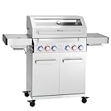 TAINO Platinum YAMARA 4+2 Gasgrill Edelstahl 4 Brenner Keramik Sear-Burner Keramik Backburner Piezo-Zündung Grillrost gusseisern